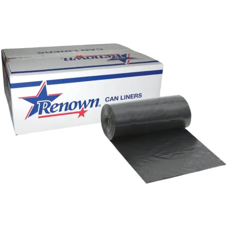 Renown Can Liner 20-30 Gal. 0.65 Mil Low-Density, Black, 30" X 36" Case Of 250