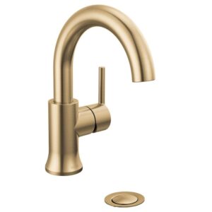 Delta Trinsic Single-Handle Bathroom Faucet in Champagne Bronze with Drain