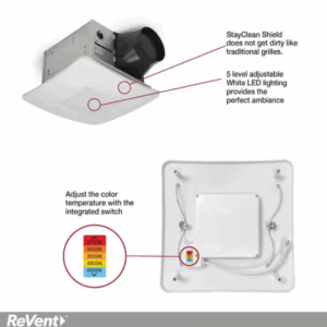 ReVent 110 CFM Exhaust Fan with Adjustable LED Light & Humidity Sensor