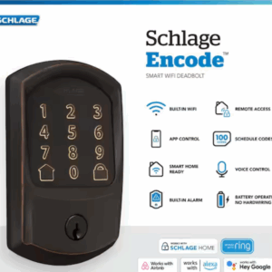 Schlage Greenwich Aged Bronze Electronic Encode Smart WiFi Deadbolt with Alarm